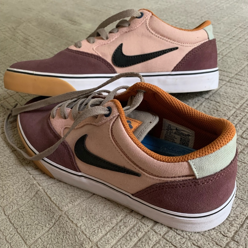 Nike multi-color canvas and suede shoes.